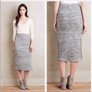 Anthro Maeve grey midi pencil skirt w/ side button